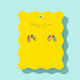 Charlie Gold Rainbows Studs w/Multi-Colored Gems
