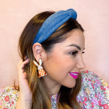 Frances Lilac Gingham Easter Bunny Stud Earrings
