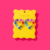 Hearts w/ Colorful Gems Drop Earrings