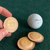 Leather Golf Ball Markers in Natural (Set of 2)
