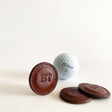 Leather Golf Ball Markers in Brown (Set of 2)