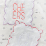 Pink Embroidered Square Scalloped Cocktail Napkins (Set of 4)