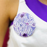 "Game Day" Purple Floral Button