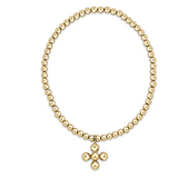 Enewton Classic Gold 3mm Bead Bracelet w/ Small Beaded Cross Charm