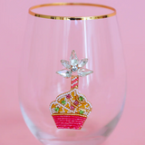 Beaded Cake Stemless Wine Glass