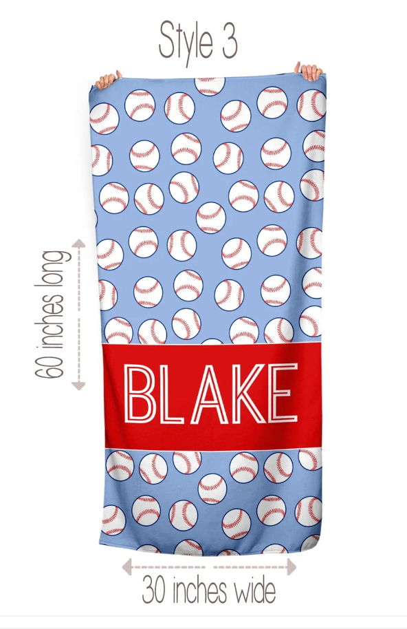 Custom Baseball Beach Towels