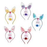 Sequin Filled Bunny Ears Headband and Pom Pom Hair Tie