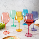 Colored Acrylic Stemmed Wine Glass (Set of 6)