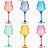 Colored Acrylic Stemmed Wine Glass (Set of 6)