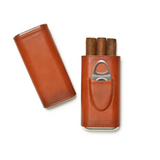 Ashton 3-Cigar Leather Case with Cutter