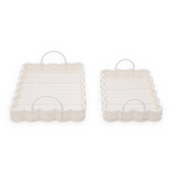 Wicker Scallop Edge Serving Trays w/ Handles