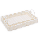 Wicker Scallop Edge Serving Trays w/ Handles