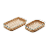 Island Chic Borosilicate Glass Baking Dish w/ Removable Hand-Woven Lattice
