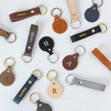 Leather Circle Key Fob in Chocolate