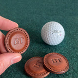 Leather Golf Ball Markers in Brown (Set of 2)