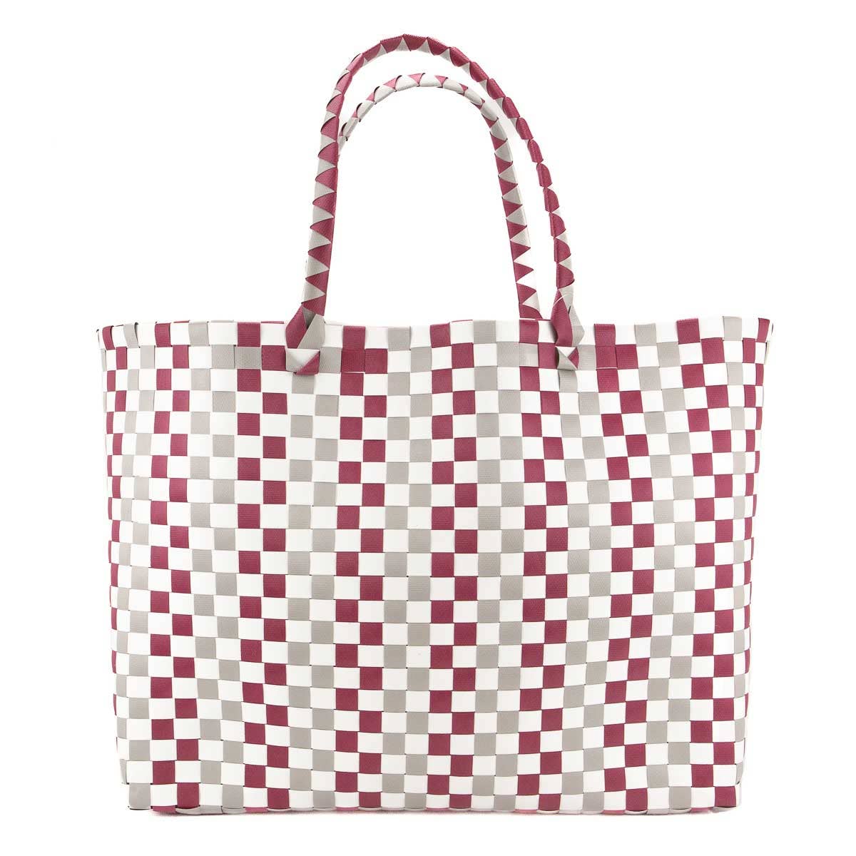 Maroon/ Gray Woven Tote