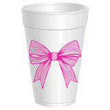 Pink Striped Bow Styrofoam Cups