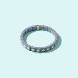 Penelope Gold w/ Rainbow Small Rectangle Stones Enamel Stretch Bracelet