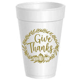 Give Thanks Pumpkin Wreath Styrofoam Cups