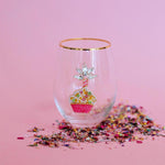 Stemless Wine Glass Beaded Cupcake