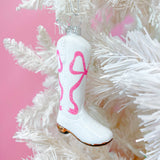 Pink Bow Cowboy Boot Christmas Ornament