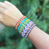 Penelope Gold w/ Rainbow Small Rectangle Stones Enamel Stretch Bracelet