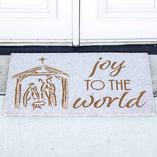 Joy To The World Manger Coir Doormat