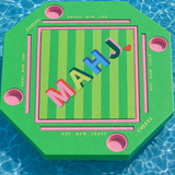 Floating Mahjong Tile Mat - MAHJ Block in Green and Pink