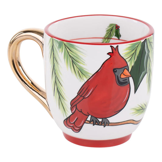 Merry Christmas Red Bird Branches Mug