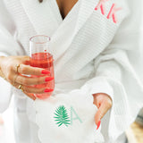 Pink Embroidered Square Scalloped Cocktail Napkins