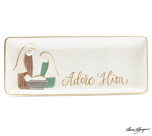 Adore Him Holy Family Ceramic Tray