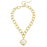 Susan Shaw: Cotton Pearl on Handcast Gold Chain Necklace