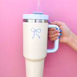 Cream & Blue Bow 40oz Tumbler