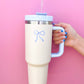 Cream & Blue Bow 40oz Tumbler