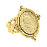 Susan Shaw: Handcast Gold Coin Adjustable Ring