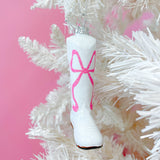 Pink Bow Cowboy Boot Christmas Ornament