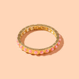 Penelope Gold w/ Rainbow Small Rectangle Stones Enamel Stretch Bracelet