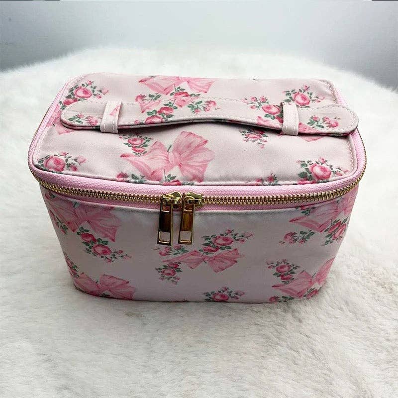 Pink Floral Train Case