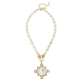 Susan Shaw: Gold and Silver Coin and Freshwater Pearls on Genuine Freshwater Pearl Necklace