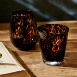 4-Piece Tortoise Stemless Wine Glass Set