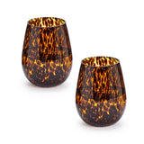 4-Piece Tortoise Stemless Wine Glass Set