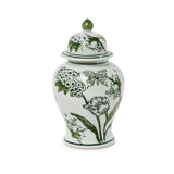8" Primrose and Lotus Green Chinoiserie Jar