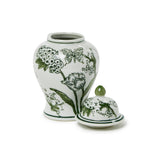 8" Primrose and Lotus Green Chinoiserie Jar