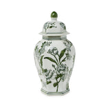 14" Primrose and Lotus Green Chinoiserie Hexagonal Jar