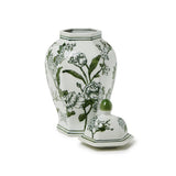 14" Primrose and Lotus Green Chinoiserie Hexagonal Jar
