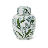 7 1/2" Primrose and Lotus Green Ginger Jar