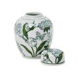 7 1/2" Primrose and Lotus Green Ginger Jar
