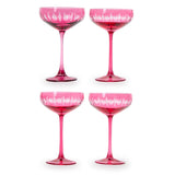 Pink Hand Engraved Wine Glass