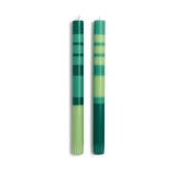 Stripe and Glow Green 10" Tapered Candles