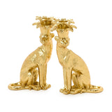 Gold Leopard Tapered Candlestick Holders Set